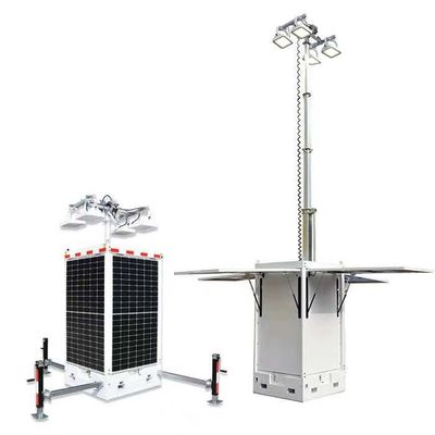 Cuboide Unidad de Cctv Móvil Torre de luz solar con 4 * 50W LED 4 * 300W paneles solares