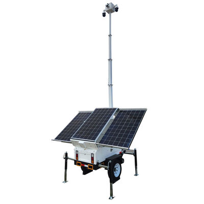 Trailer de CCTV solar móvil 24/7 con cámaras para obras remotas