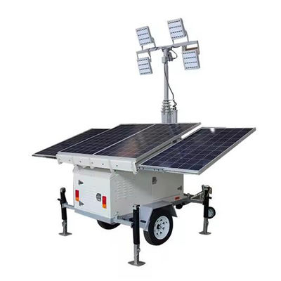 Green Power Solar LED Torre de luz móvil con paneles solares de 4 * 300W 4 * 100W lámpara LED
