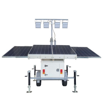 Torre de luz solar híbrida con paneles solares de 4 * 300W 4 * 200Ah baterías para el desierto