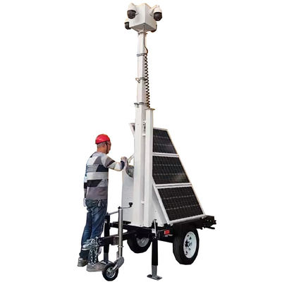 Color personalizado vigilancia de seguridad solar 3 * 100 Watts paneles solares pequeño remolque para el monitoreo del parque empresarial