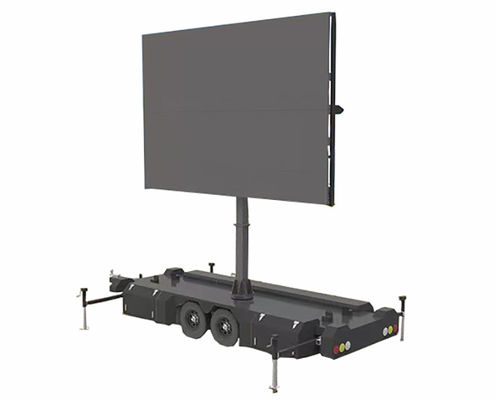 Display de pantalla LED de color solar móvil Elevación hidráulica y remolque descendente para pantalla publicitaria