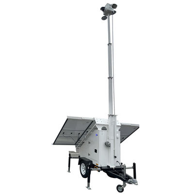 Remolque de seguridad de cámaras de CCTV con paneles solares de 3*400W para un sitio de construcción temporal