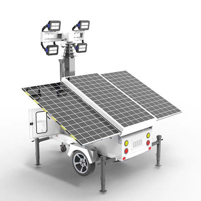 Torre de iluminación solar portátil con luces LED de 4 * 100W para iluminación de construcción de sitios