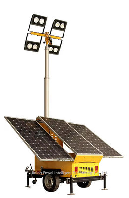 Trailer de iluminación solar LED montado en un mástil telescópico de 7 metros para iluminación de minas