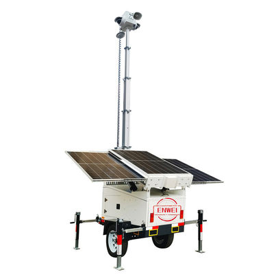 Remolque de CCTV solar con mástil manual de 6 m para monitoreo de sitios de construcción