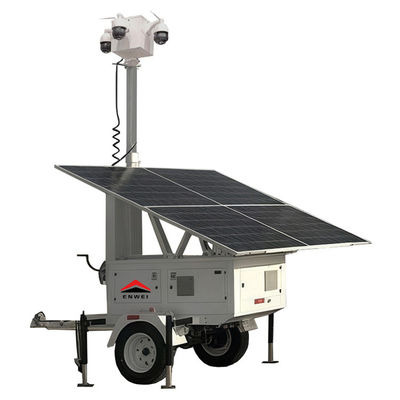 Remolque de seguridad móvil solar con mástil manual de 6 m para la vigilancia de eventos públicos