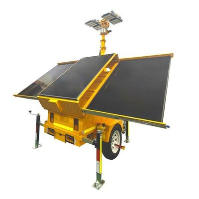 Remolque Solar Móvil con Luces LED para Iluminación Nocturna en Obras de Construcción
