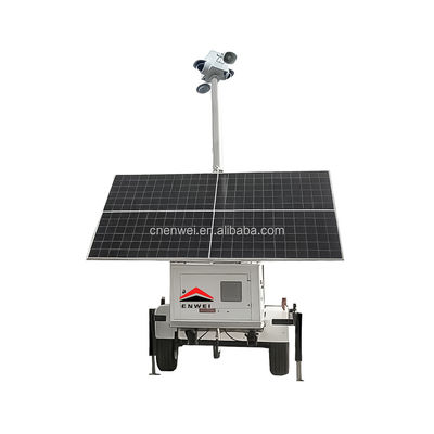 Remolque de vigilancia de seguridad solar con cámaras 4K para seguridad de ingeniería temporal