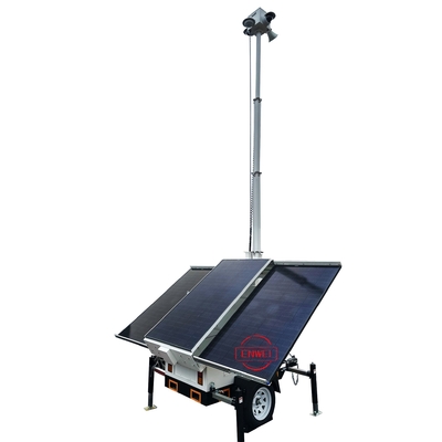 Trailer de CCTV de seguridad solar con visión nocturna cámara IR de largo alcance para sitio de construcción