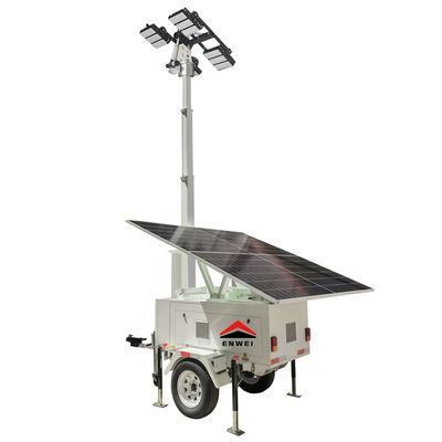 Torre de luz solar móvil con mástil de 6 m para iluminación nocturna en obras