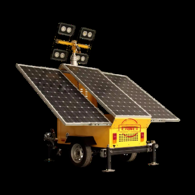 Trailer de energía solar todo en uno con sistema de alarma de torre de iluminación de CCTV para trabajos de carretera
