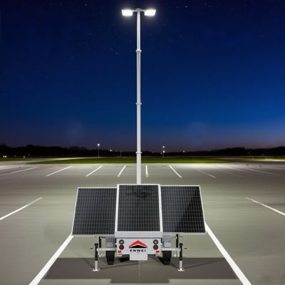 Alta movilidad luz de inundación de energía solar trailer para iluminación de estacionamiento nocturno