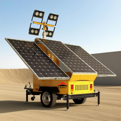Remolque de iluminación LED alimentado por energía solar con diseño sin mantenimiento para iluminación en el desierto