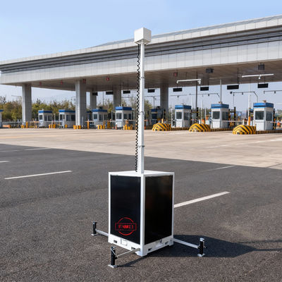 Torre de vigilancia solar de 6 metros de mástil con 96 kWh de batería para monitoreo de seguridad fuera de la red las 24 horas del día