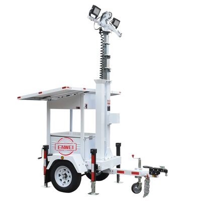 Remolque de Seguridad de Despliegue Rápido con Energía Solar con 2 paneles solares de 435W para obras de construcción y propiedades comerciales