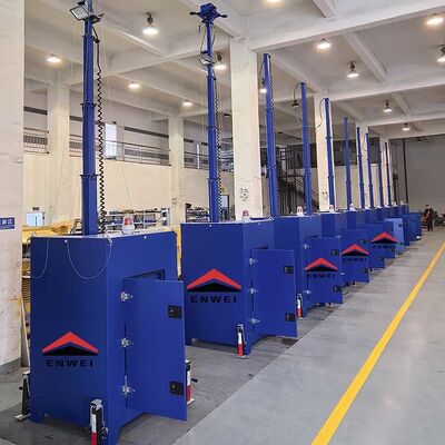 Torre de CCTV con cámara de seguridad azul personalizada con luces de alto brillo para la monitorización de obras