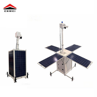 Torre de CCTV móvil de despliegue rápido Torre de CCTV solar con cuatro paneles solares de 350W para vigilancia de sitios de construcción