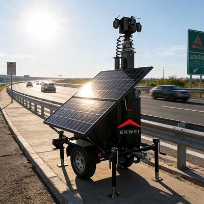 Cubrimiento de escena completa Mini Trailer de seguridad con cámara solar Trailer de vigilancia solar para vigilancia de parques industriales