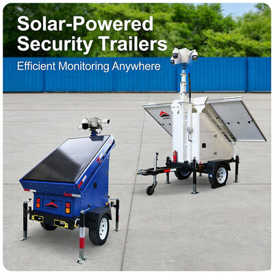 Remolque de vigilancia portátil con energía solar con cámaras panorámicas de 360 grados y alertas en tiempo real para la seguridad del evento