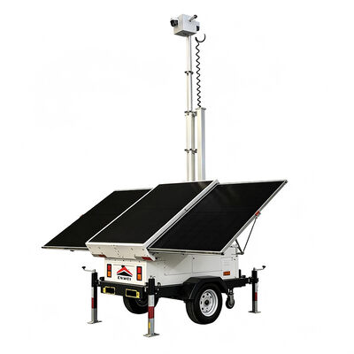Paneles solares CCTV Trailer Trailer de vigilancia móvil con sistema de monitoreo remoto 4G para estacionamiento